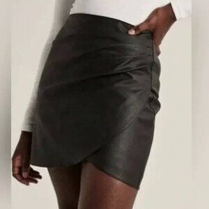 Abercrombie Vegan Leather Ruched Mini Skirt